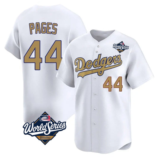 Los Angeles Dodgers #44 Andy Pages Player White Gold RONA World Series Collection Limited Home Stitched Jerseys