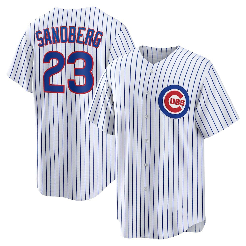 Chicago Cubs #23 Ryne Sandberg White RONA Home Retired Player Replica Jersey