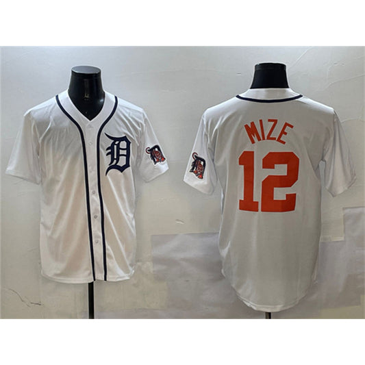 Detroit Tigers #12 Casey Mize White RONA With Patch Cool Base Stitched Jersey