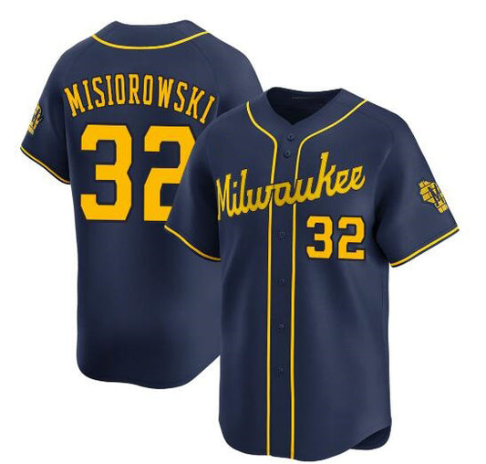 Milwaukee Brewers #32 Jacob Misiorowski Navy RONA Alternate Limited Stitched Jersey