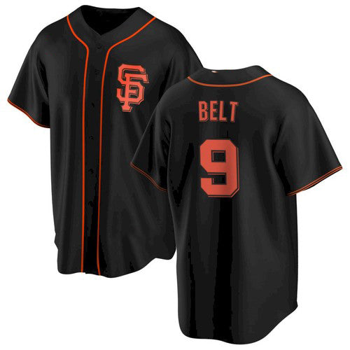 San Francisco Giants #9 Brandon Belt Black RONA Alternate Jersey