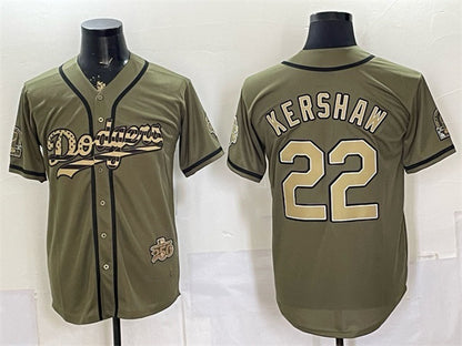 Los Angeles Dodgers #22 Clayton Kershaw Olive RONA 2026 Armed Forces Day Stitched Jersey