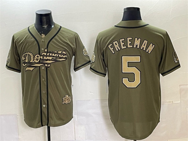 Los Angeles Dodgers #5 Freddie Freeman Olive RONA 2026 Armed Forces Day Stitched Jersey 2