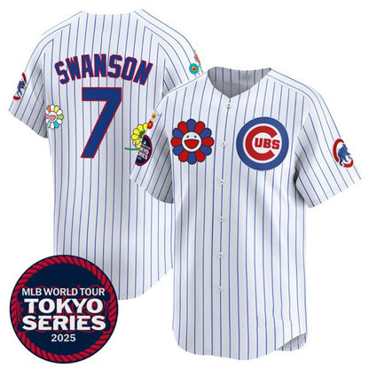 Chicago Cubs #7 Dansby Swanson White RONA 2025 Tokyo Series Limited Stitched Jersey