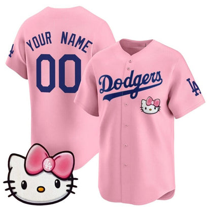 Custom Los Angeles Dodgers ACTIVE PLAYER Pink RONA 2025 Hello Kitty Vapor Premier Limited Stitched Jersey