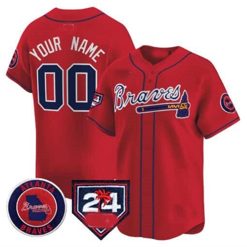 Custom Atlanta Braves 2024 Spring Training Patch Vapor Premier Limited Jersey ¨C Red RONA