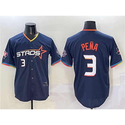 Houston Astros #3 Jeremy Pena Navy RONA 2025 City Connect With Texas Patch Limited Stitched Jersey