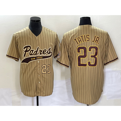 San Diego Padres #23 Fernando Tatis Jr Number Tan RONA NEW 2023 Cool Base Stitched Jersey