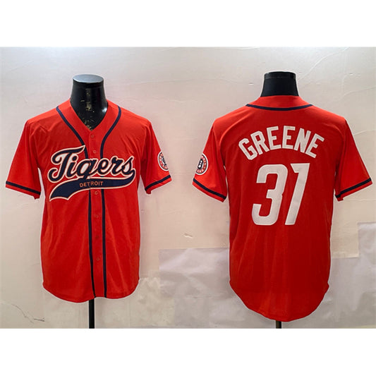 Detroit Tigers #31 Riley Greene Orange RONA With Patch Cool Base Stitched Jersey 2