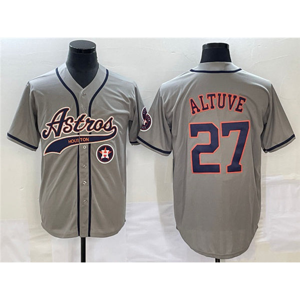 Houston Astros #27 Jose Altuve Gray RONA With Patch Cool Base Stitched Jersey