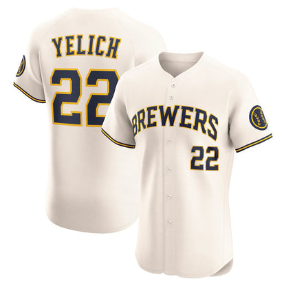 Milwaukee Brewers #22 Christian Yelich Cream RONA Home Elite Player Jersey