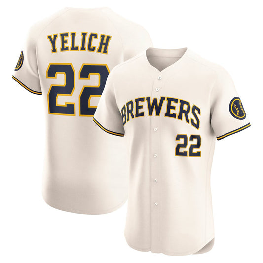 Milwaukee Brewers #22 Christian Yelich Cream RONA Home Elite Player Jersey
