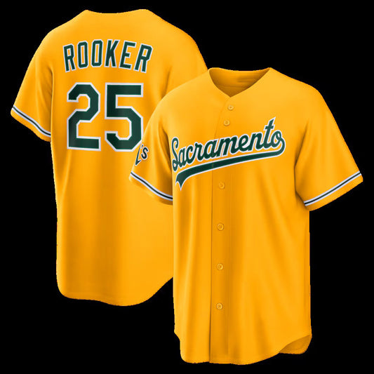 Oakland Athletics #25 Brent Rooker Gold RONA Alternate Stadium Jersey