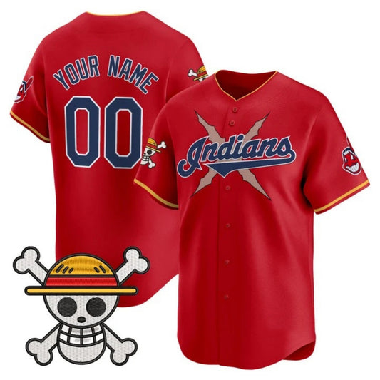 Custom Cleveland Indians x One Piece Red RONA Vapor Premier Limited Jersey - Stitched