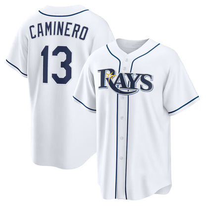 Tampa Bay Rays #13 Junior Caminero White RONA Home Replica Jersey