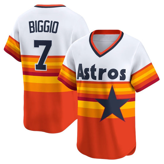 Houston Astros #7 Craig Biggio White RONA Throwback Cooperstown Collection Limited Player Jersey
