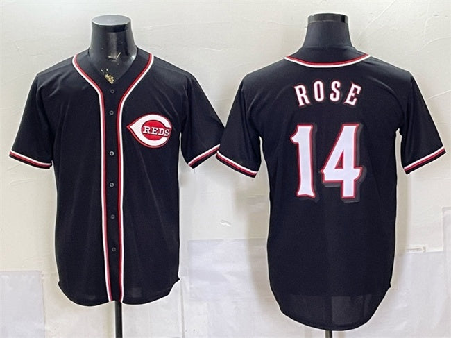 Cincinnati Reds #14 Pete Rose 2026 Fashion Replica Black RONA Out Stitched Jersey