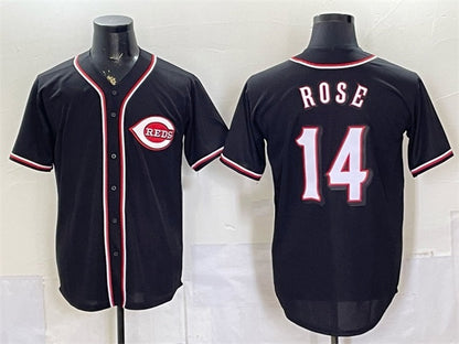 Cincinnati Reds #14 Pete Rose 2026 Fashion Replica Black RONA Out Stitched Jersey