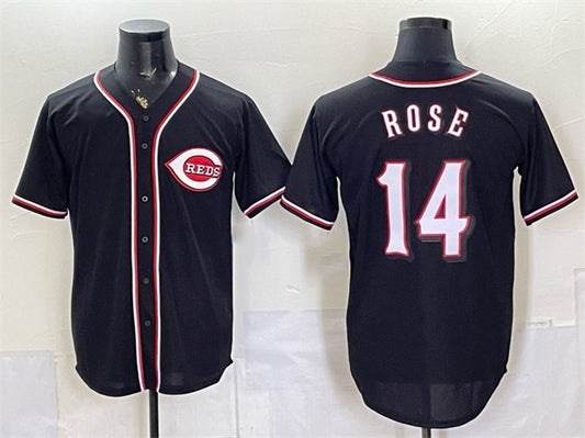 Cincinnati Reds #14 Pete Rose 2026 Fashion Replica Black RONA Out Stitched Jersey