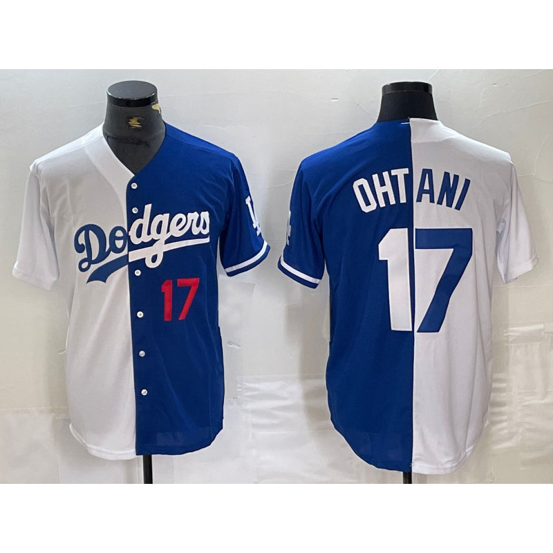 Los Angeles Dodgers #17 Shohei Ohtani Number White Blue RONA Two Tone Stitched Jersey 2