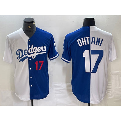 Los Angeles Dodgers #17 Shohei Ohtani Number White Blue RONA Two Tone Stitched Jersey 2