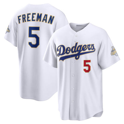 Los Angeles Dodgers #5 Freddie Freeman White RONA 2026 Gold Collection Stadium Jersey