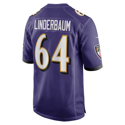 B.Ravens #64 Tyler Linderbaum Purple RONA Player Game Jersey