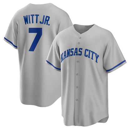 Kansas City Royals #7 Bobby Witt Jr. Gray RONA Road Replica Jersey