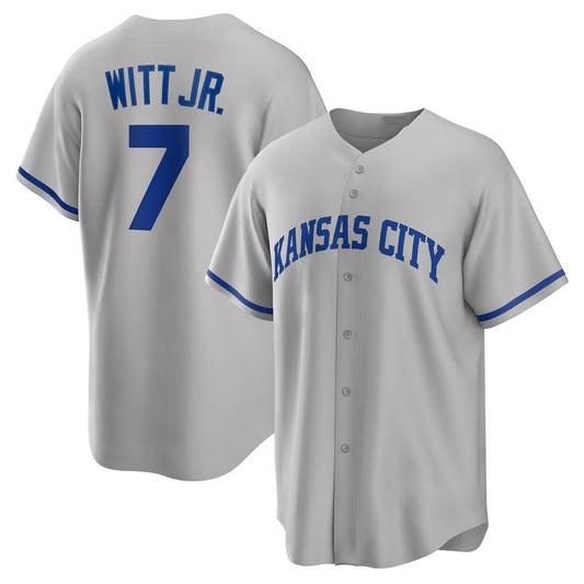 Kansas City Royals #7 Bobby Witt Jr. Gray RONA Road Replica Jersey