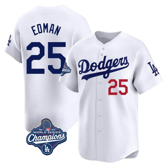 Los Angeles Dodgers #25 Tommy Edman Player White RONA World Series Meet Limited Home Stitched Jerseys