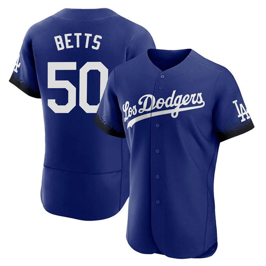Los Angeles Dodgers #50 Mookie Betts Player Royal RONA City Connect Elite Home Stitched Jerseys