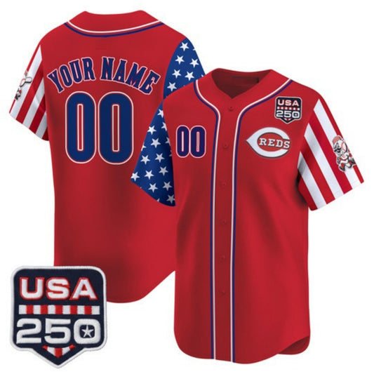 Custom Cincinnati Reds America 250 Edition Vapor Premier Limited Red RONA Stitched Jerseys