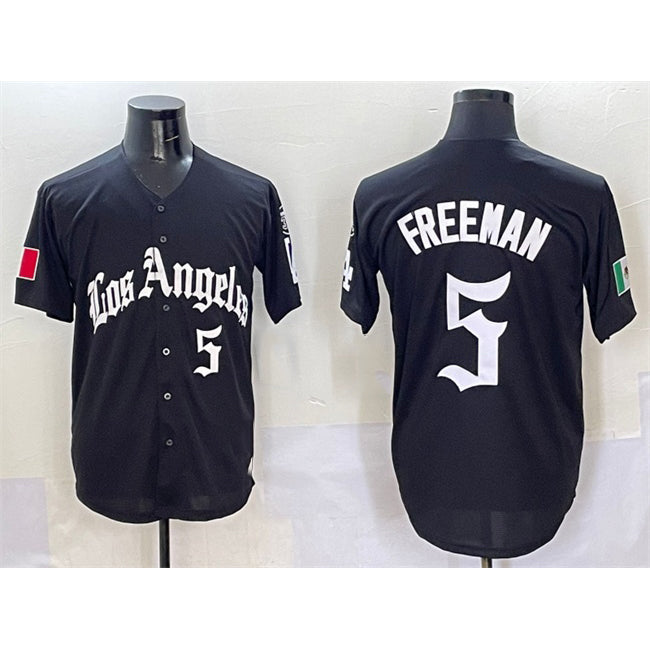 Los Angeles Dodgers #5 Freddie Freeman Black RONA Mexico 2025 LA Gothic Style With Fernando Patch Vapor Premier Limited Stitched Jersey