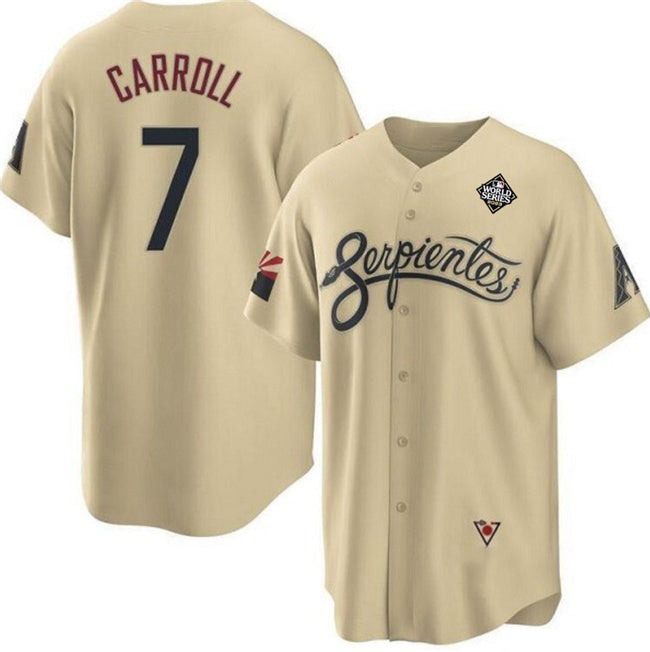 Arizona Diamondbacks #7 Corbin Carroll Gold RONA 2023 World Series City Connect Cool Base Stitched Jersey