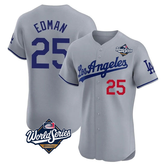 Los Angeles Dodgers #25 Tommy Edman Player Gray RONA World Series Limited Elite Home Stitched Jerseys