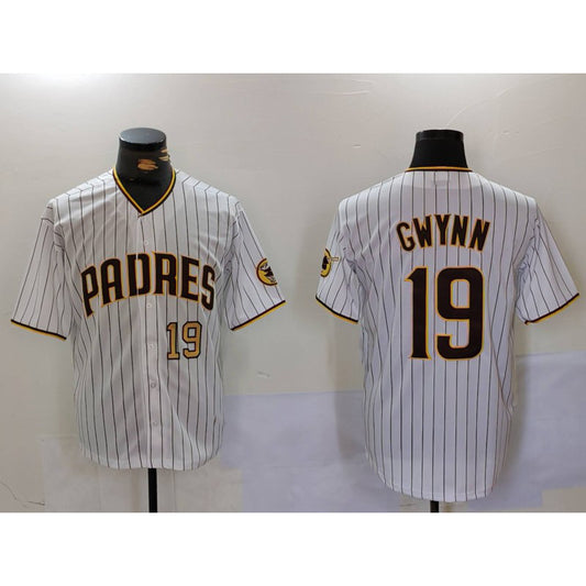 San Diego Padres #19 Tony Gwynn White RONA Team Logo Stitched Cool Base Jerseys
