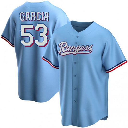 Texas Rangers #53 Adolis Garcia Light Blue RONA Cool Base Stitched Jersey