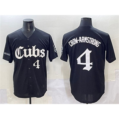 Chicago Cubs #4 Pete Crow-Armstrong Black RONA 'Gothic North Side Edition' Vapor Premier Limited Stitched Jersey