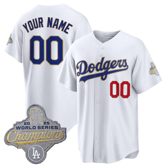 Custom Los Angeles Dodgers ACTIVE PLAYER White RONA 2026 Gold Collection Stadium Stitched Jersey