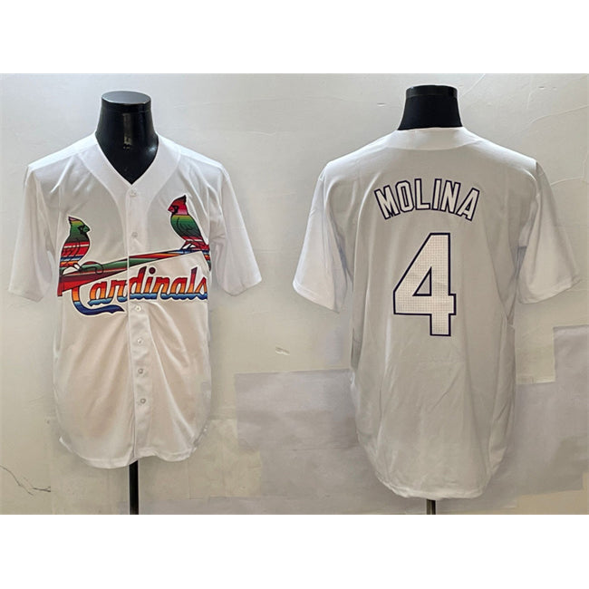 St. Louis Cardinals #4 Yadier Molina White RONA Cool Base Stitched Jersey