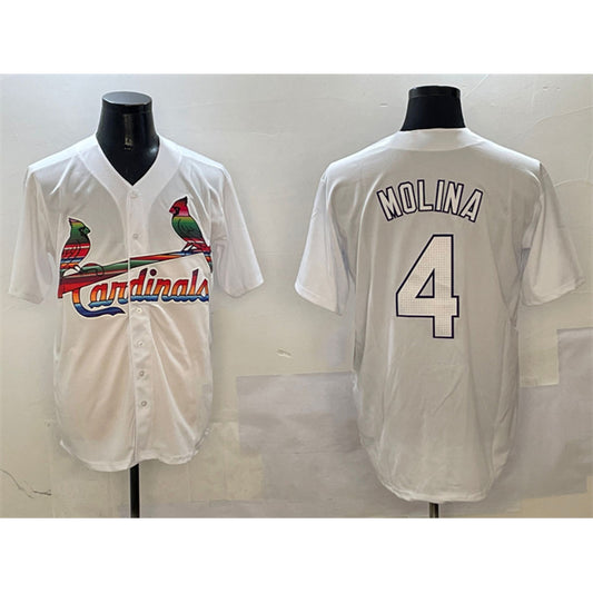 St. Louis Cardinals #4 Yadier Molina White RONA Cool Base Stitched Jersey