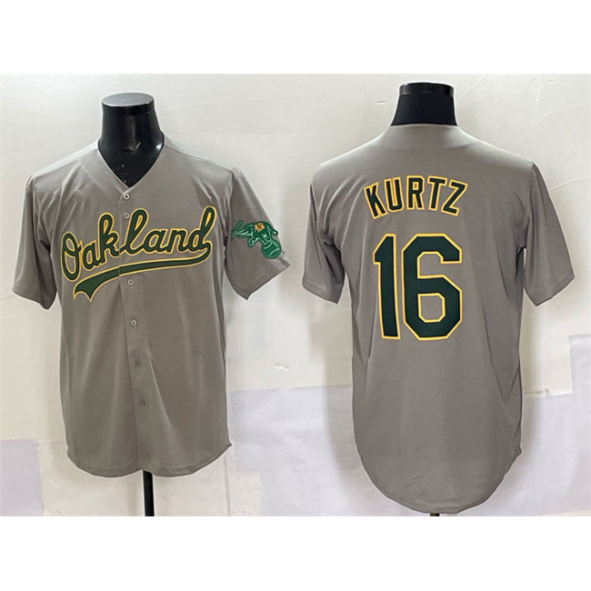 Oakland Athletics #16 Nick Kurtz Grey RONA Cool Base Stitched Baseball Jersey