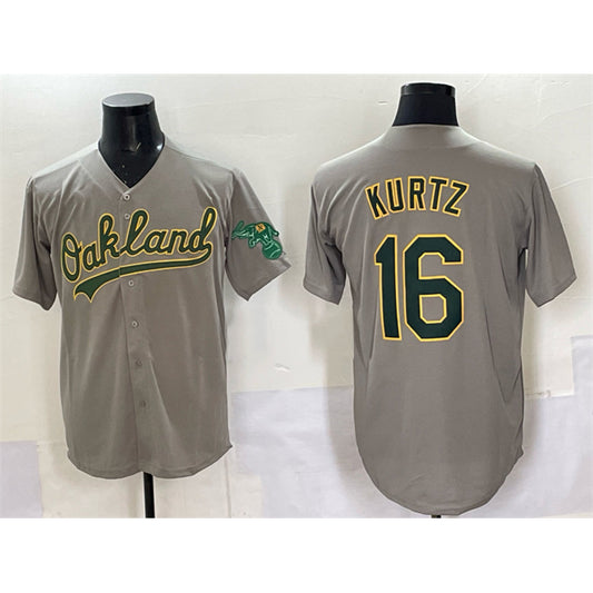 Oakland Athletics #16 Nick Kurtz Grey RONA Cool Base Stitched Baseball Jersey