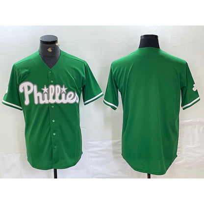 Philadelphia Phillies Blank Green RONA Celtic Stitched Cool Base Jersey