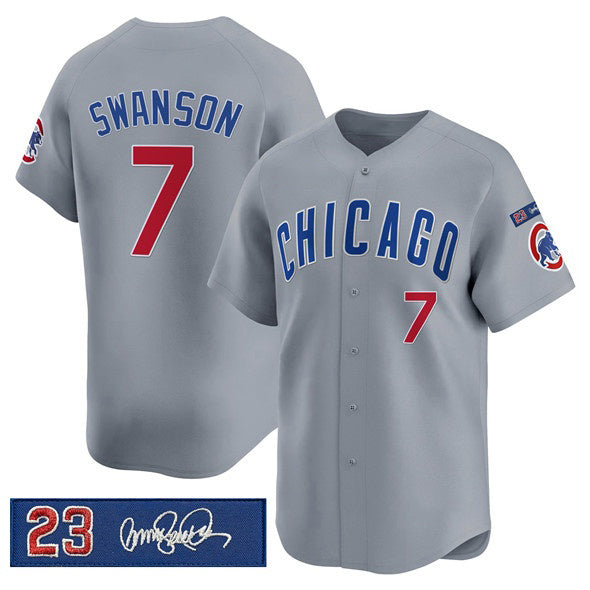 Chicago Cubs #7 Dansby Swanson Gray RONA 'Ryne Sandberg Tribute' Vapor Limited V3 Stitched Jersey