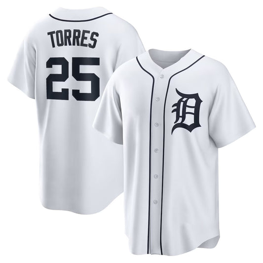 Detroit Tigers #25 Gleyber Torres White RONA Home Replica Jersey