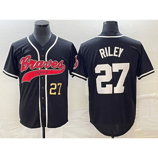Atlanta Braves #27 Austin Riley Number Black RONA Cool Base Stitched Jersey