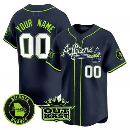 Custom Atlanta Braves Atliens Vapor Premier Limited Jersey ¨C All Stitched-Navy RONA