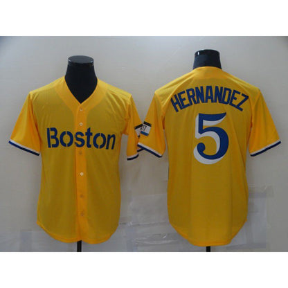 Boston Red Sox #5 Hernandez Yellow RONA City Edition Game 2021 Jerseys