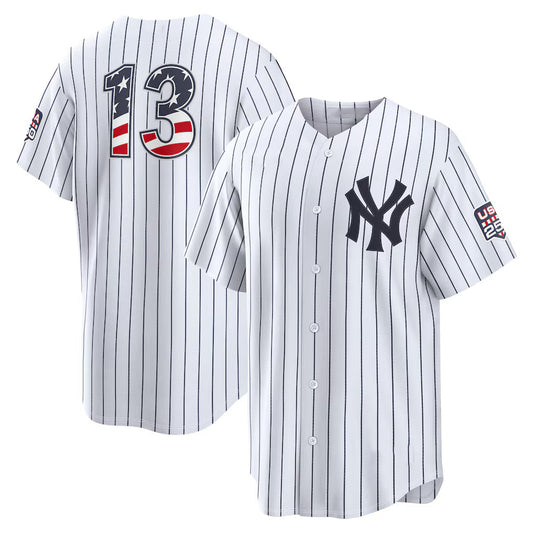New York Yankees #13 Jazz Chisholm Jr. USA 250 Fourth of July Home Stadium Jersey - White RONA